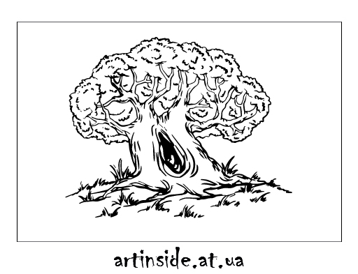 Иллюстрация дерево дуб